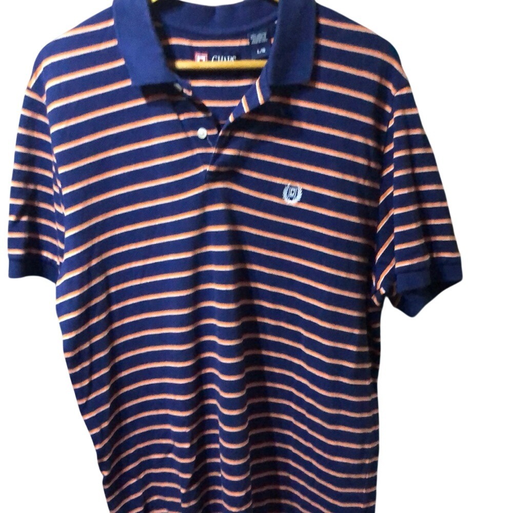 Chaps Navy‎ and Orange Striped Polo Shirt